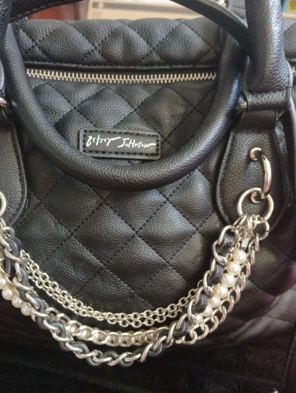 Betsey Johnson black Quilted Satchel